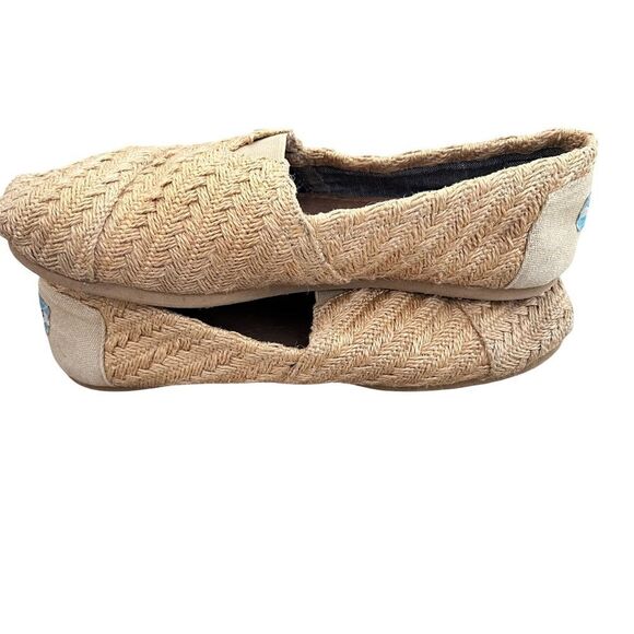 TOMS Tan Classic Burlap Basket Weave Slip On Casual Shoes - Picture 4 of 8